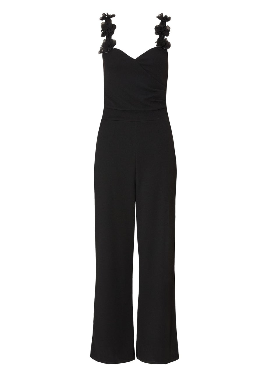 Quiz Black Floral Strap Jumpsuit