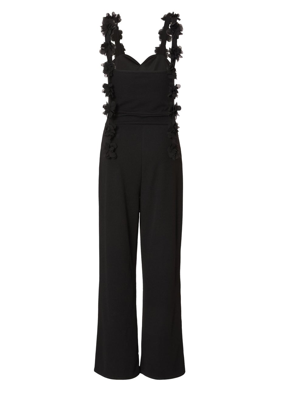 Quiz Black Floral Strap Jumpsuit