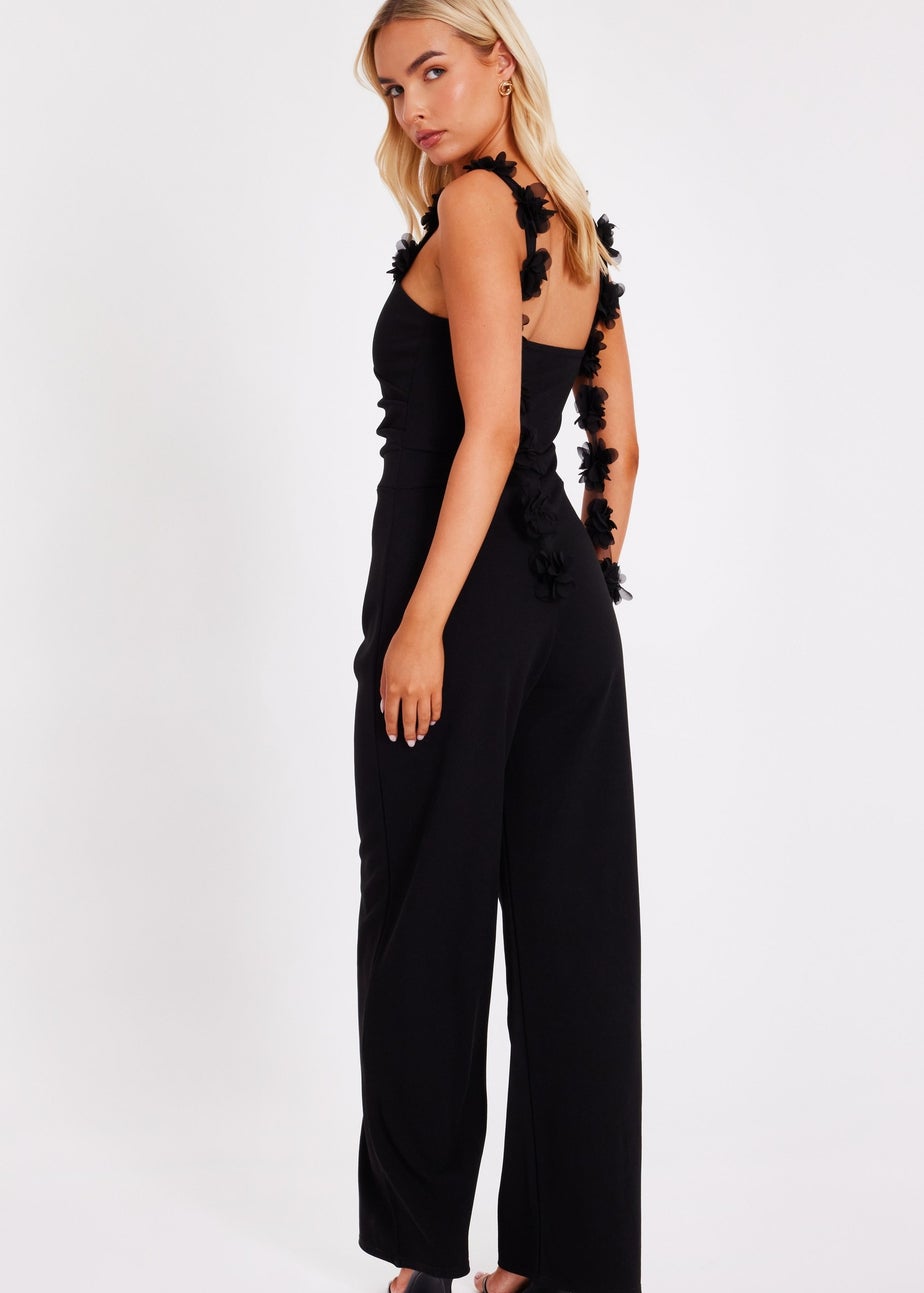 Quiz Black Floral Strap Jumpsuit