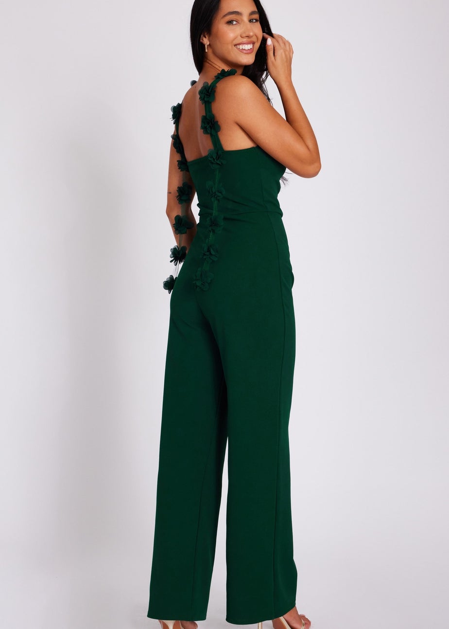 Quiz Green Floral Strap Jumpsuit
