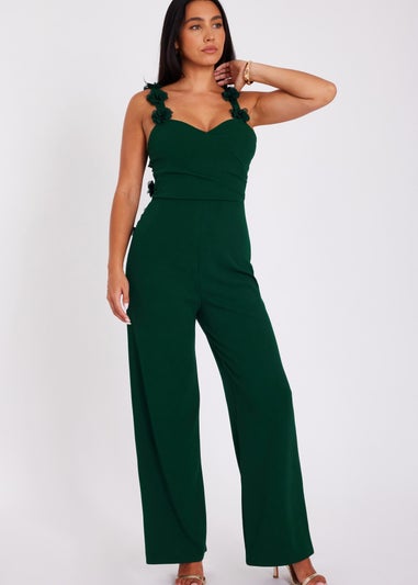 Quiz Green Floral Strap Jumpsuit