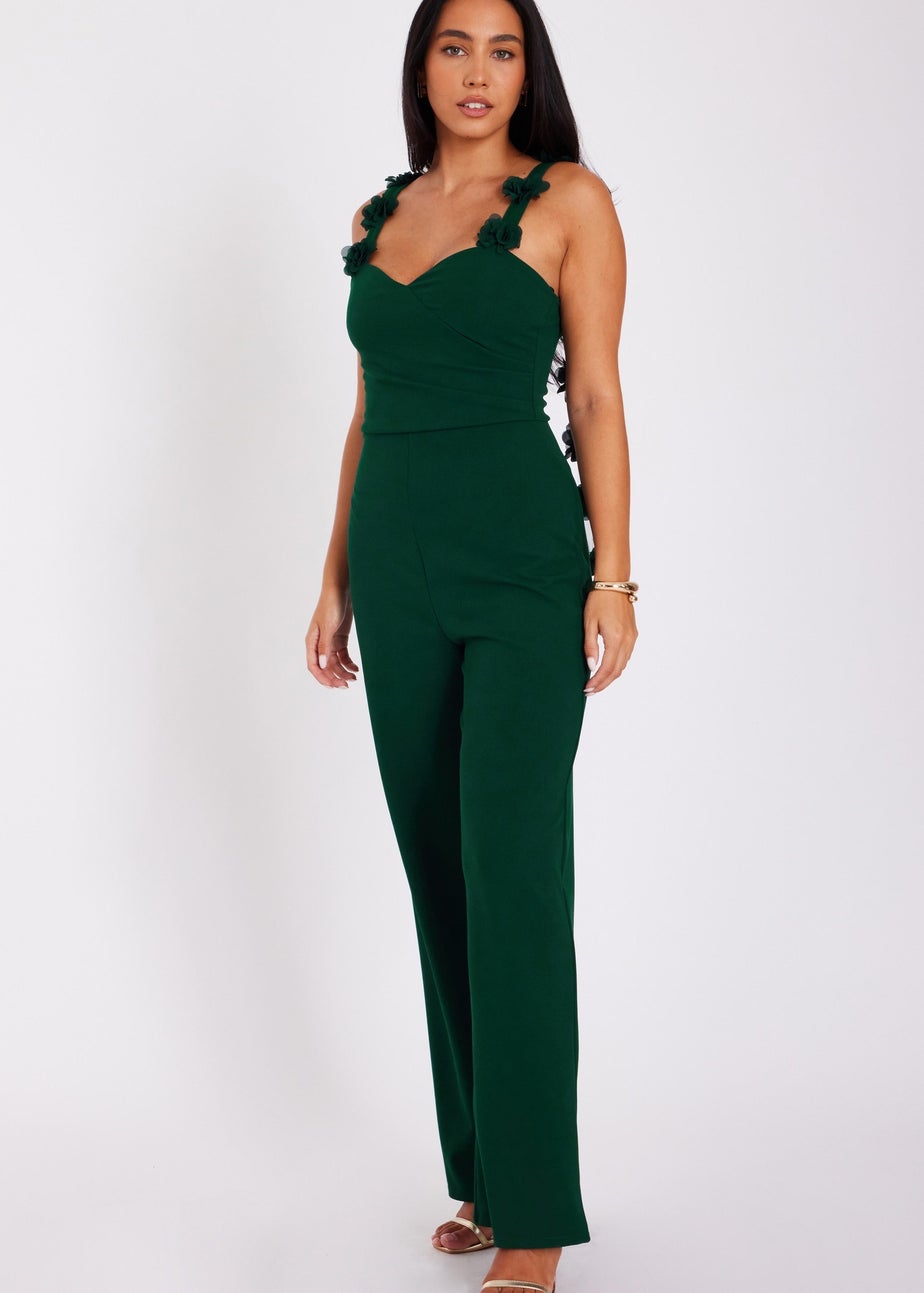 Quiz Green Floral Strap Jumpsuit