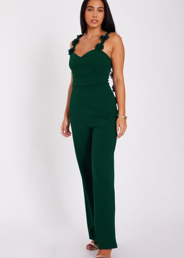 Quiz Green Floral Strap Jumpsuit
