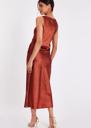 Quiz Red Satin Cowl Neck Midi Dress