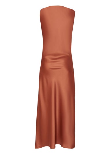 Quiz Red Satin Cowl Neck Midi Dress