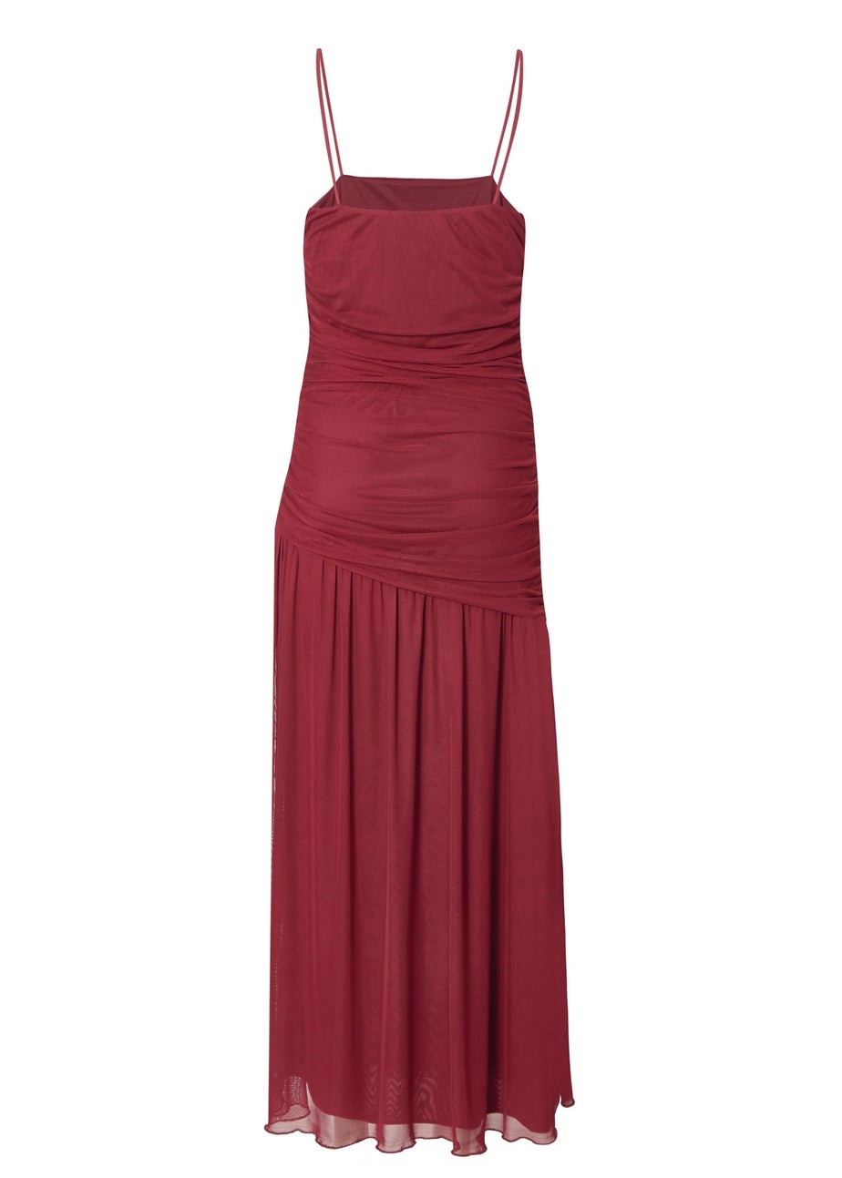 Quiz Burgundy Drop Waist Midaxi Dress