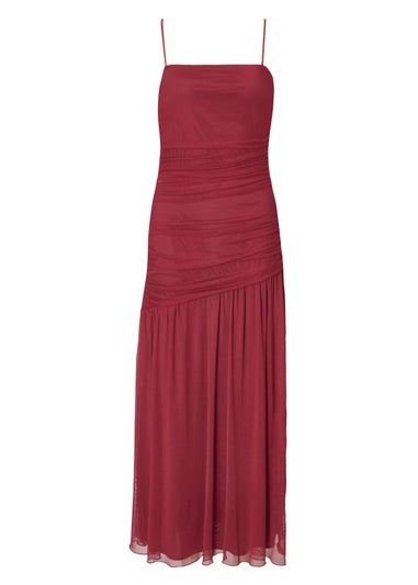 Quiz Burgundy Drop Waist Midaxi Dress