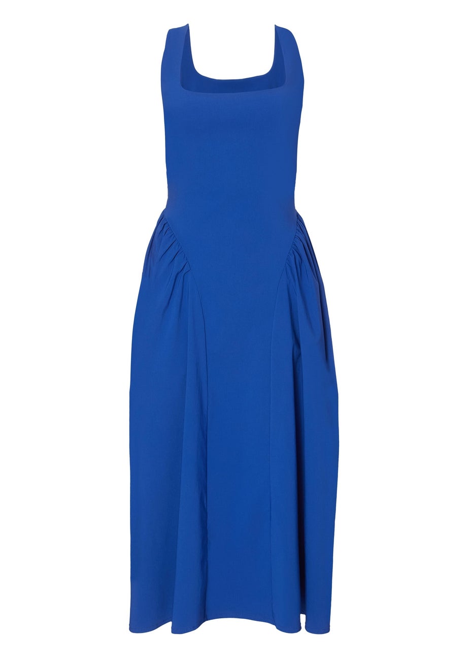 Quiz Blue Gathered Side Midi Dress
