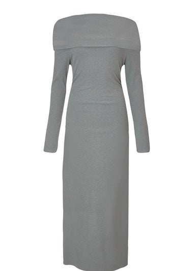 Quiz Grey Ribbed Knit Midi Dress