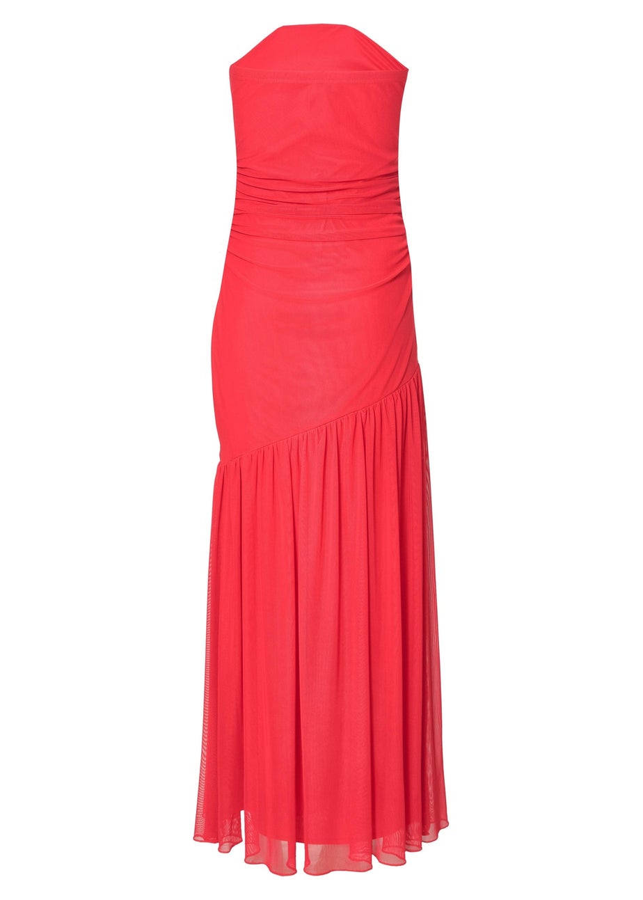 Quiz Red Mesh Bandeau Midaxi Dress