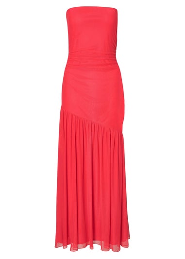 Quiz Red Mesh Bandeau Midaxi Dress