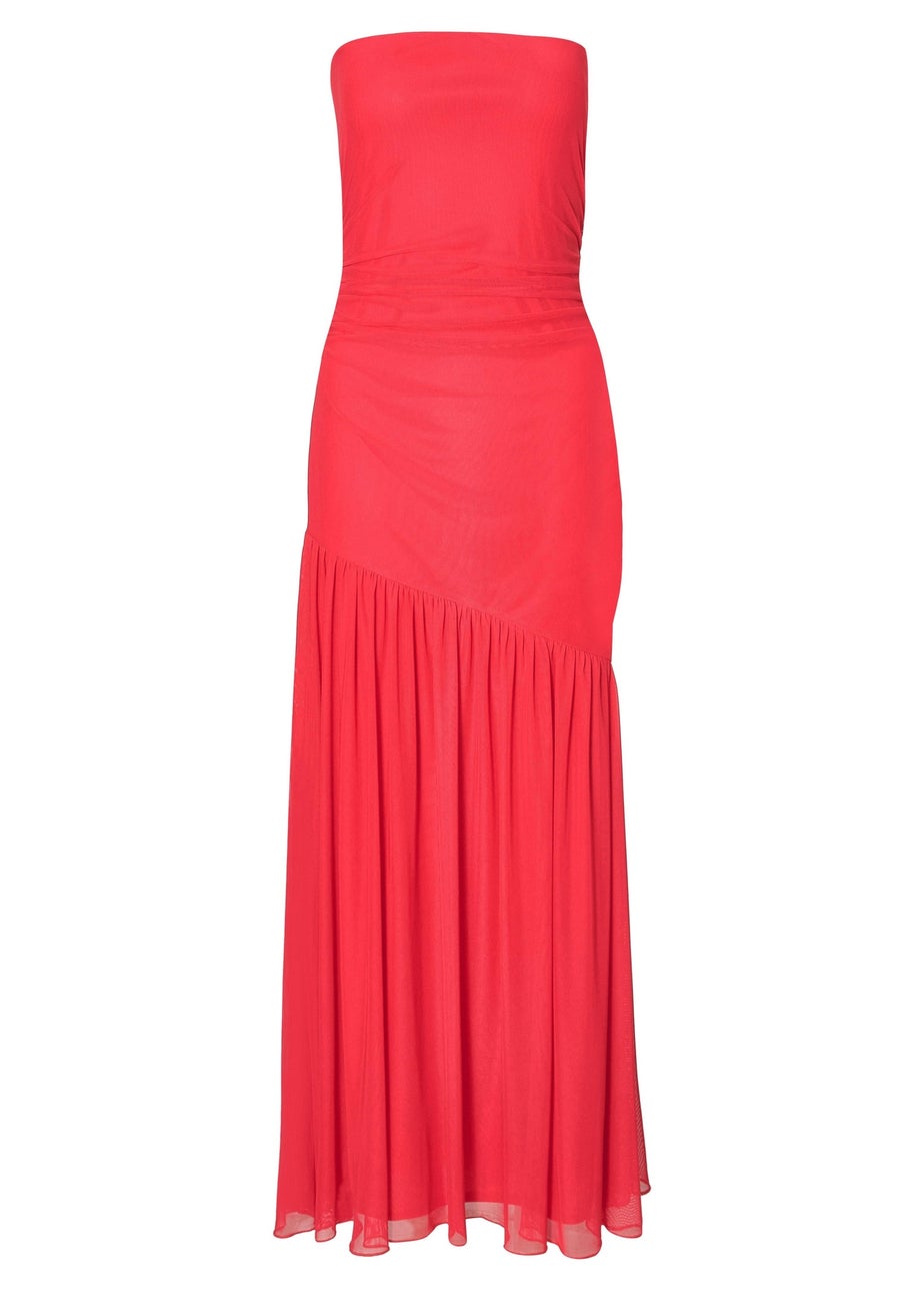 Quiz Red Mesh Bandeau Midaxi Dress