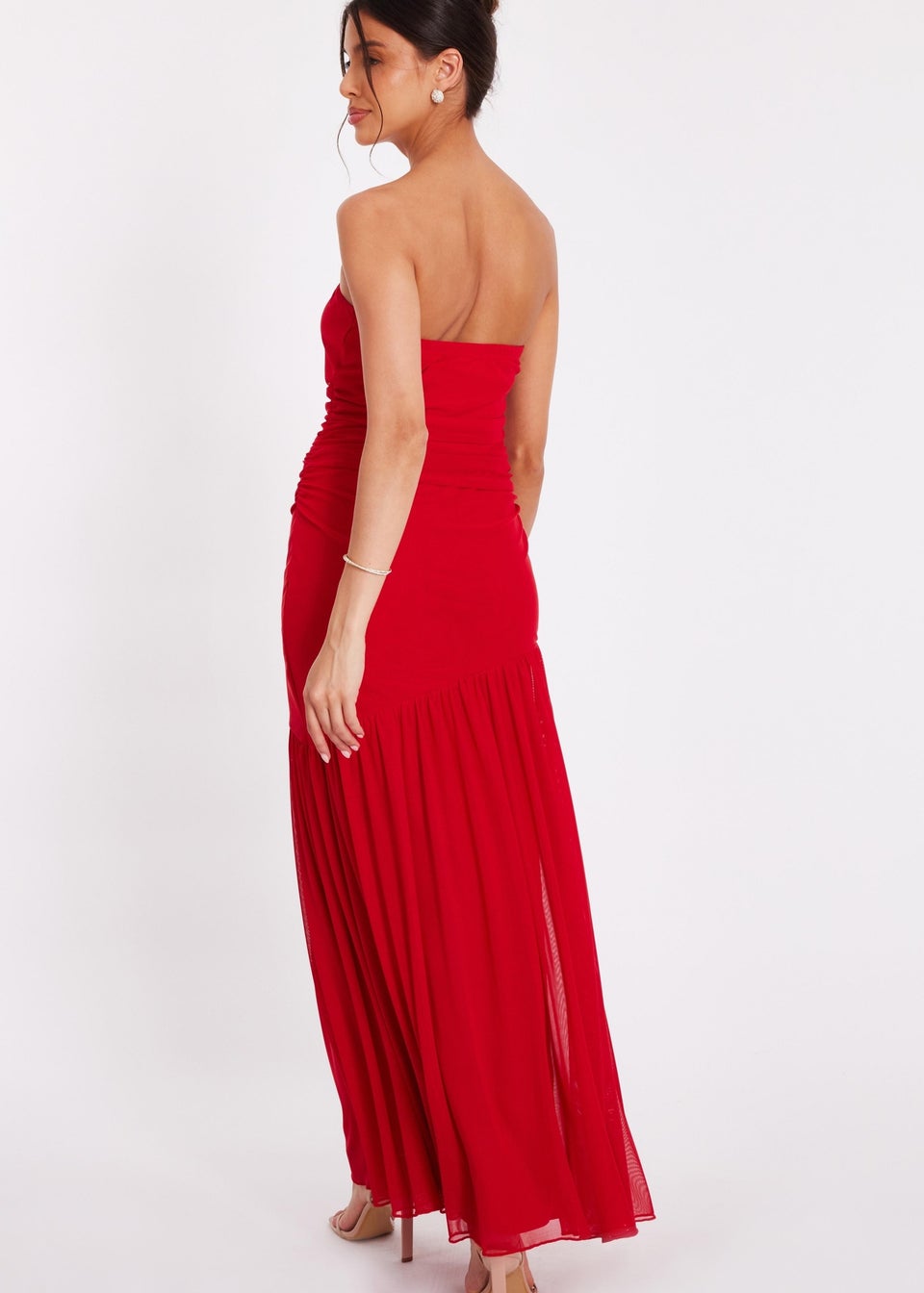 Quiz Red Mesh Bandeau Midaxi Dress