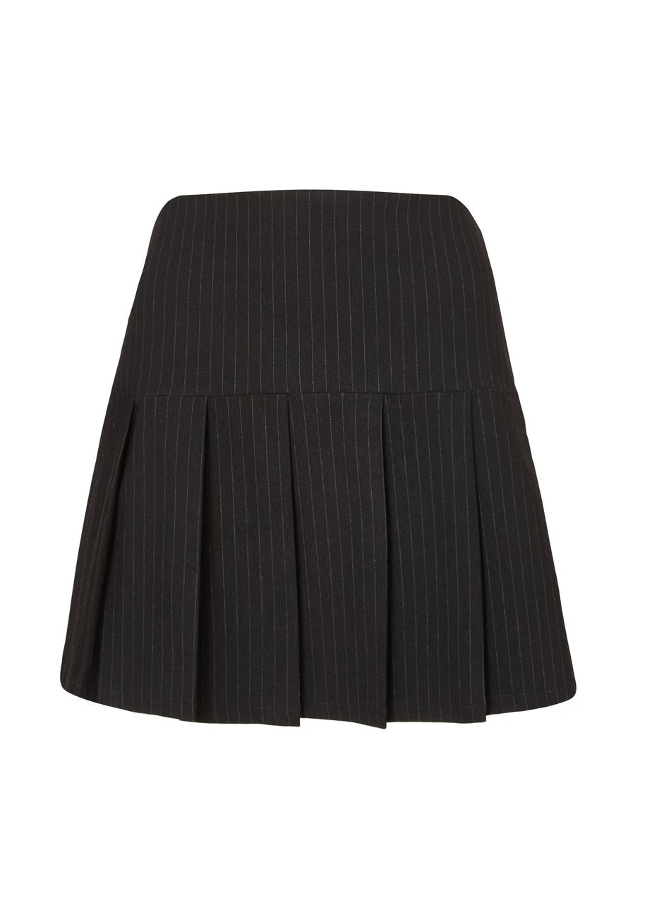 Quiz Black Pinstripe Pleated Skort