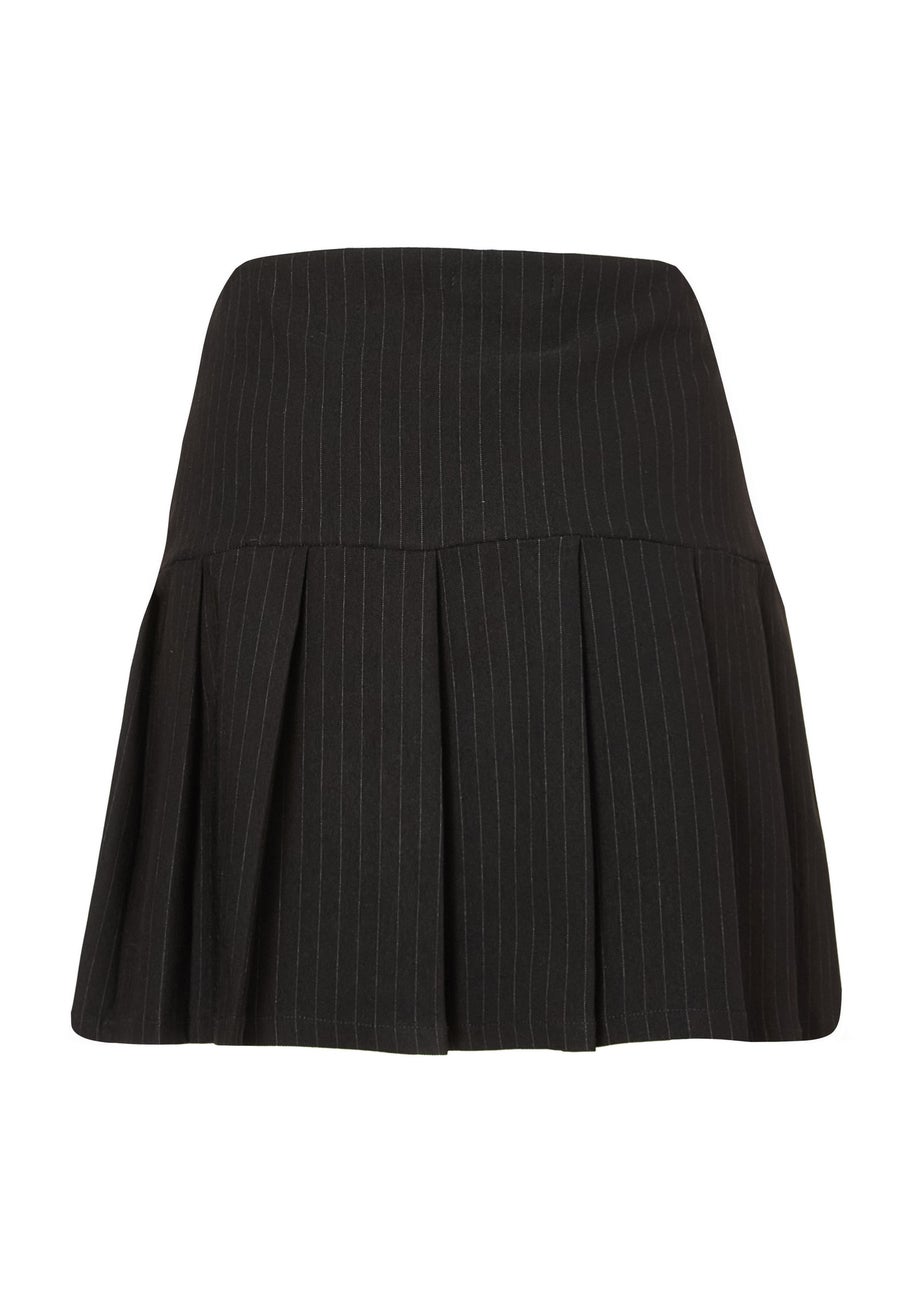Quiz Black Pinstripe Pleated Skort