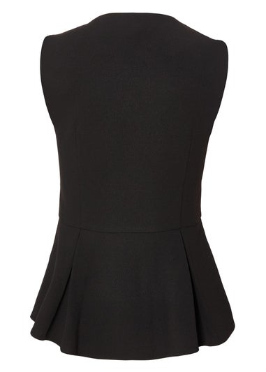 Quiz Black Button Front Peplum Top
