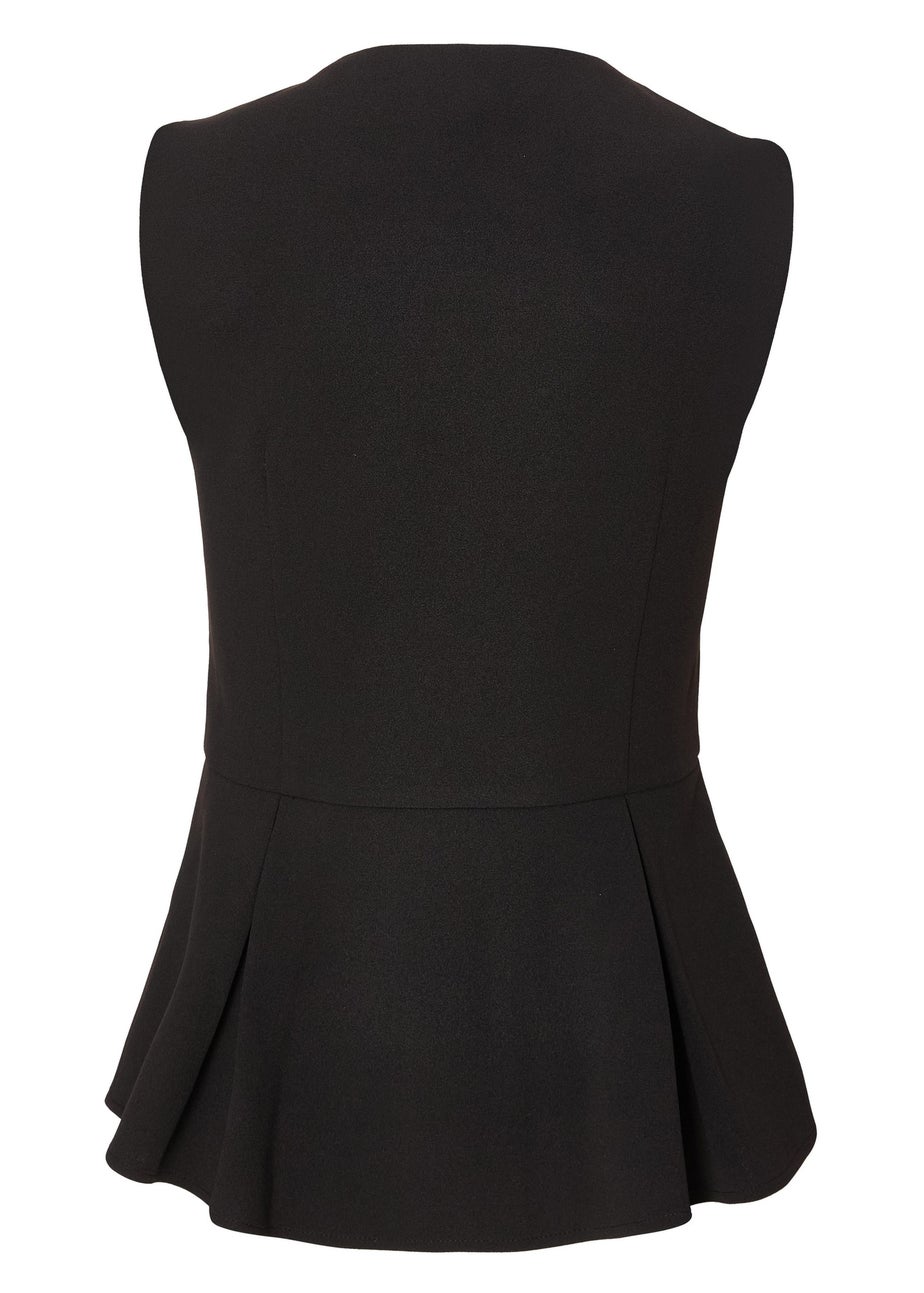 Quiz Black Button Front Peplum Top