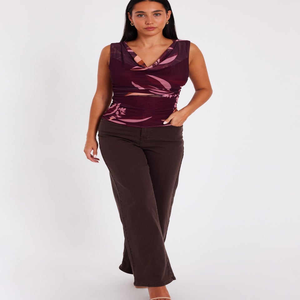 Quiz Brown Wide Leg Jeans