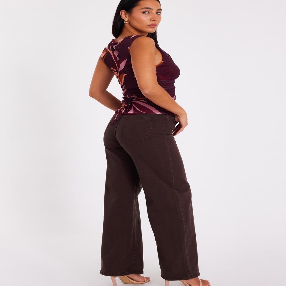 Quiz Brown Wide Leg Jeans