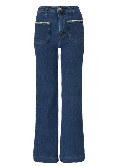 Quiz Blue Diamante Front Pocket Jeans