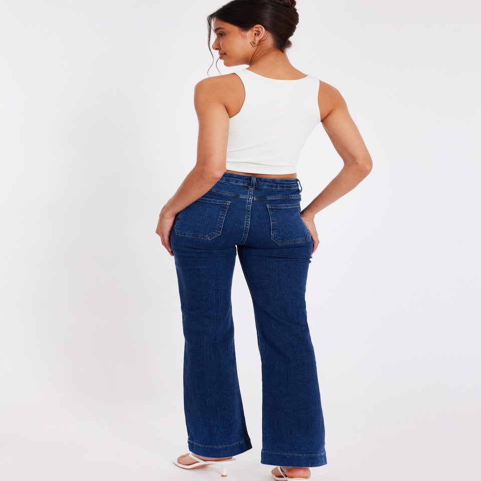 Quiz Blue Diamante Front Pocket Jeans