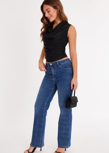 Quiz Blue Denim Diamante Jeans