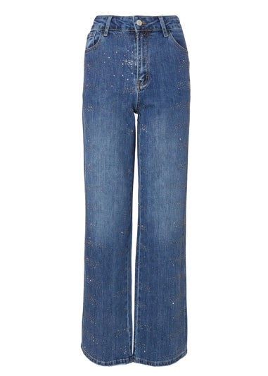 Quiz Blue Denim Diamante Jeans