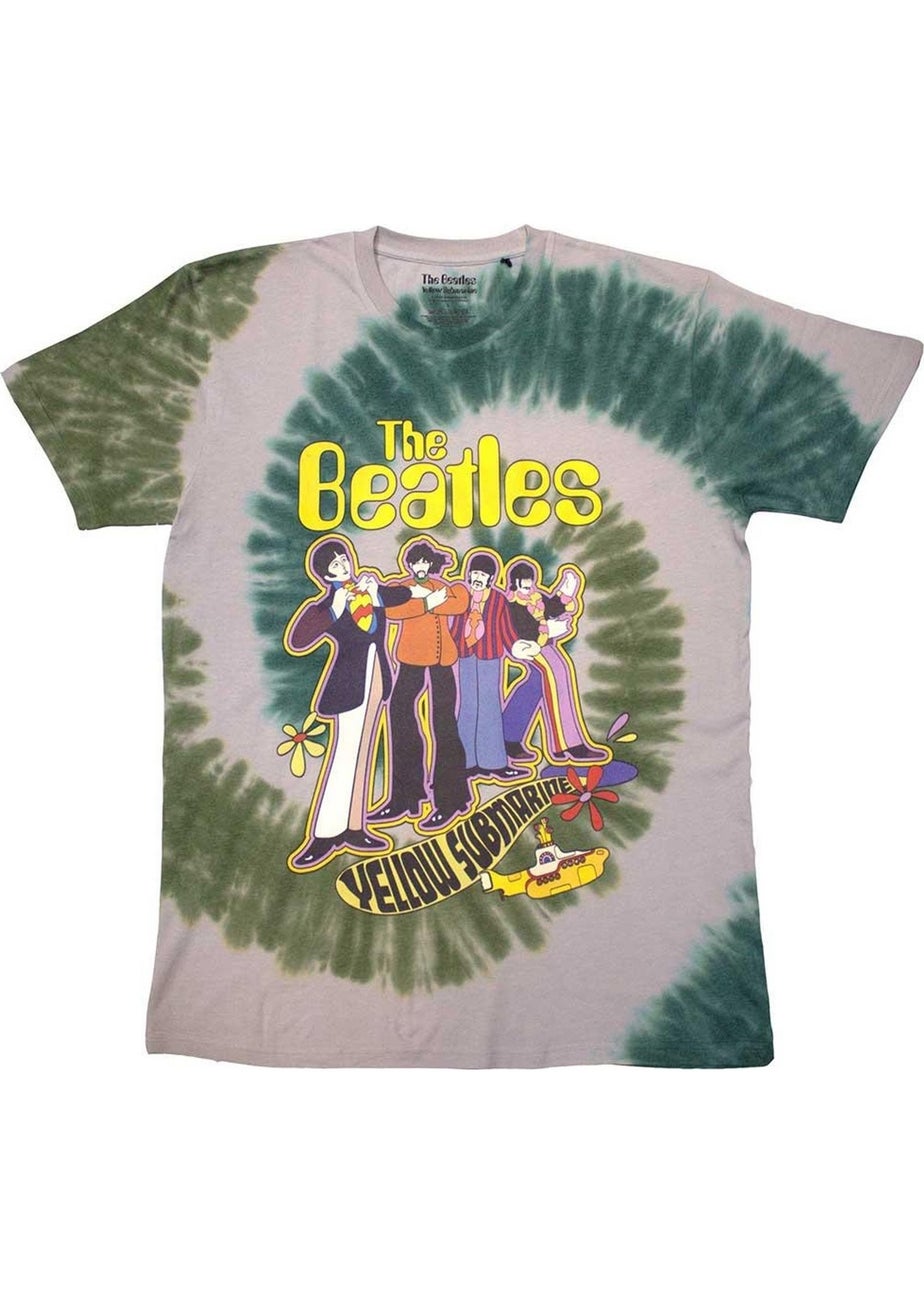 The Beatles Grey Green Yellow Submarine Band In Line Washed T-Shirt