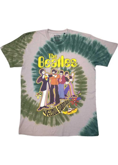 The Beatles Grey Green Yellow Submarine Band In Line Washed T-Shirt