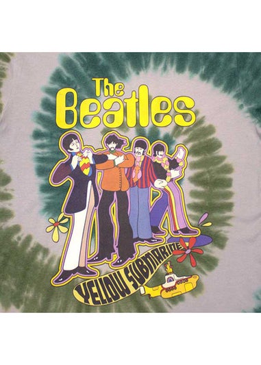 The Beatles Grey Green Yellow Submarine Band In Line Washed T-Shirt