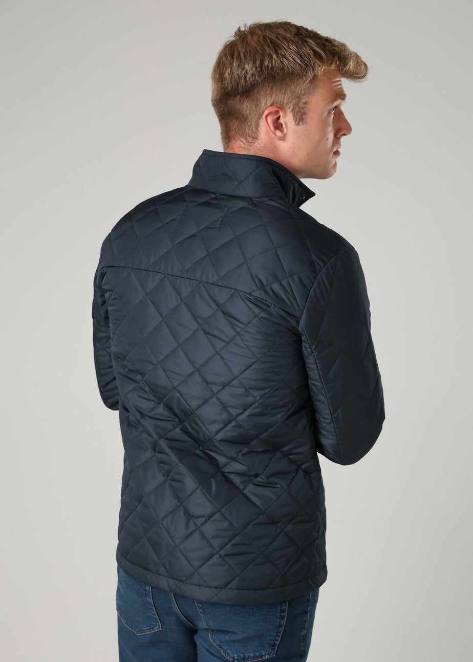 French Connection Navy Funnel Neck Diamond Quilted Jacket