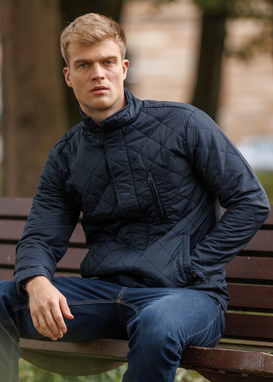 French Connection Navy Funnel Neck Diamond Quilted Jacket