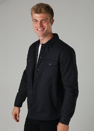 French Connection Navy Cotton Worker-Style Button Overshirt