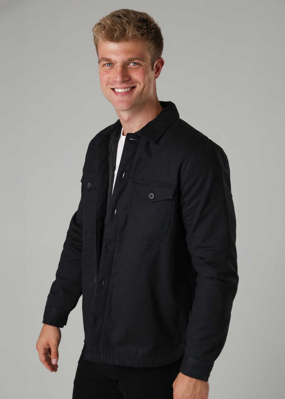 French Connection Navy Cotton Worker-Style Button Overshirt