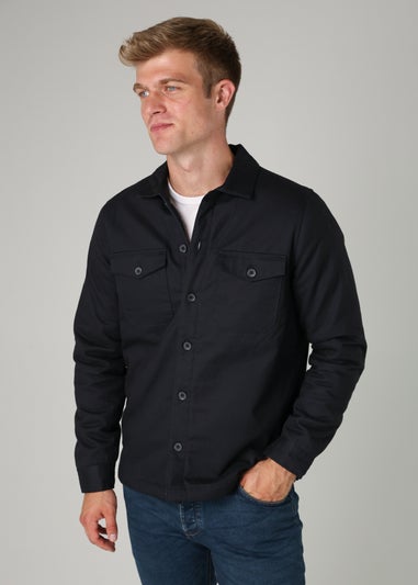 French Connection Navy Cotton Worker-Style Button Overshirt