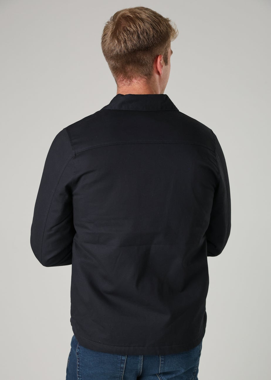 French Connection Navy Cotton Worker-Style Button Overshirt