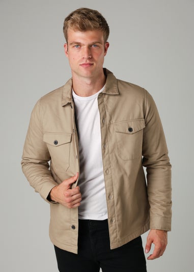 French Connection Stone Cotton Worker-Style Button Overshirt