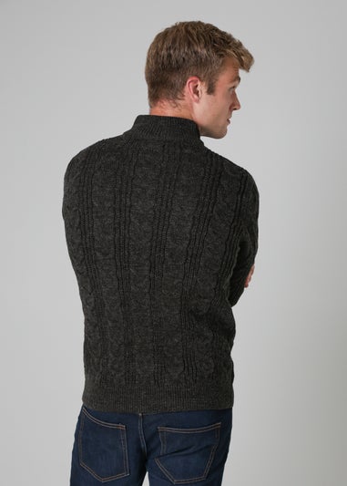 French Connection Charcoal 1/2 Zip Cable Knit Jumper