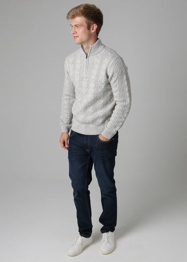 French Connection Ecru 1/2 Zip Cable Knit Jumper