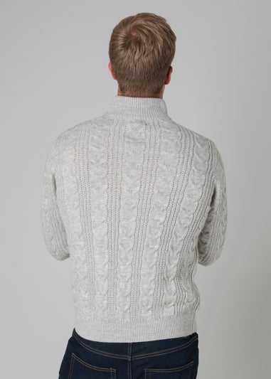 French Connection Ecru 1/2 Zip Cable Knit Jumper