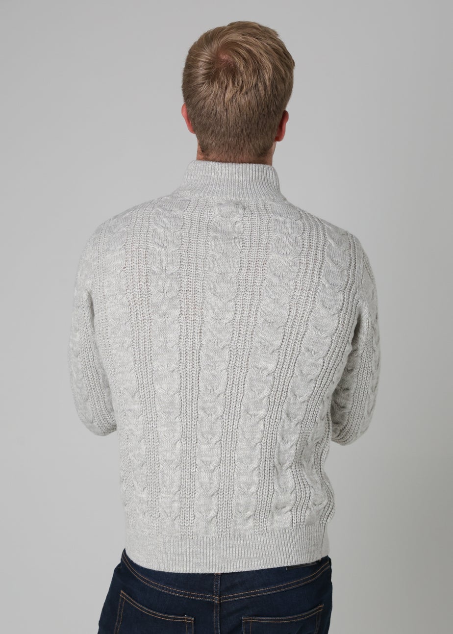 French Connection Ecru 1/2 Zip Cable Knit Jumper