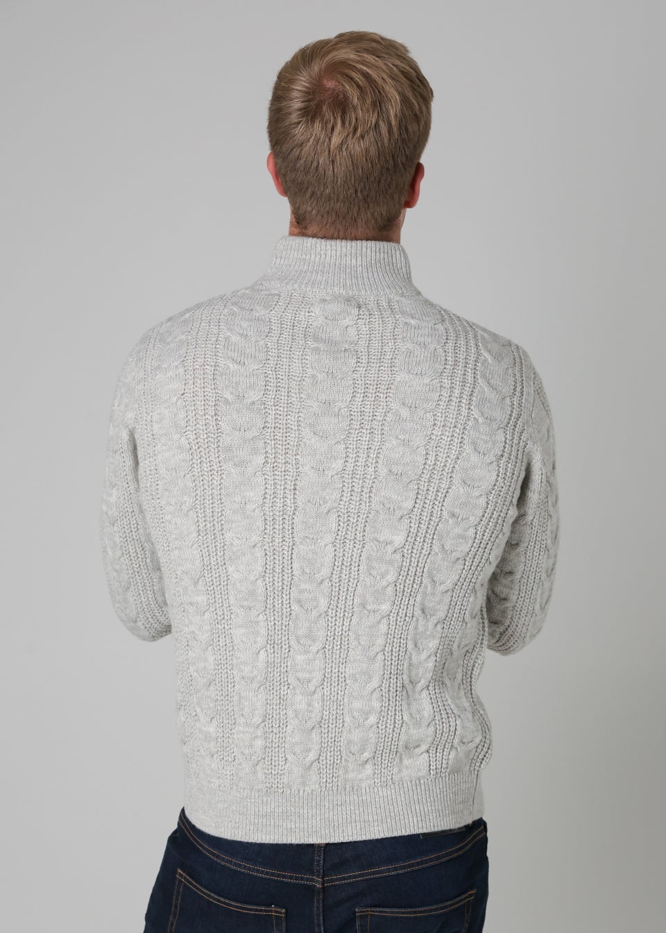 French Connection Ecru 1/2 Zip Cable Knit Jumper