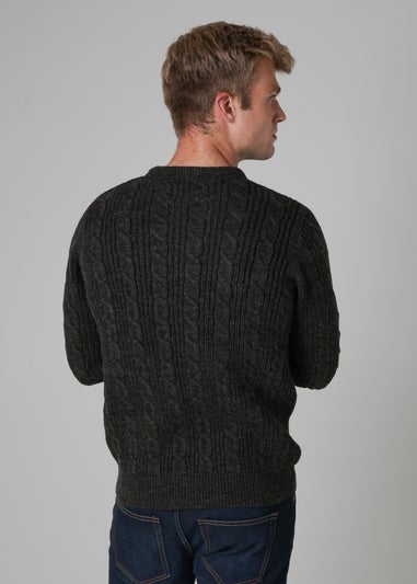 French Connection Charcoal Cable Knit Crew Neck Jumper