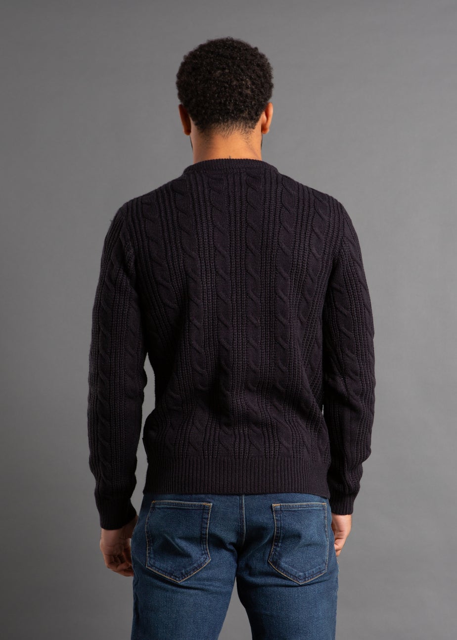 French Connection Navy Cable Knit Crew Neck Jumper