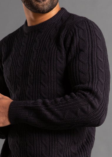 French Connection Navy Cable Knit Crew Neck Jumper