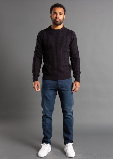 French Connection Navy Cable Knit Crew Neck Jumper