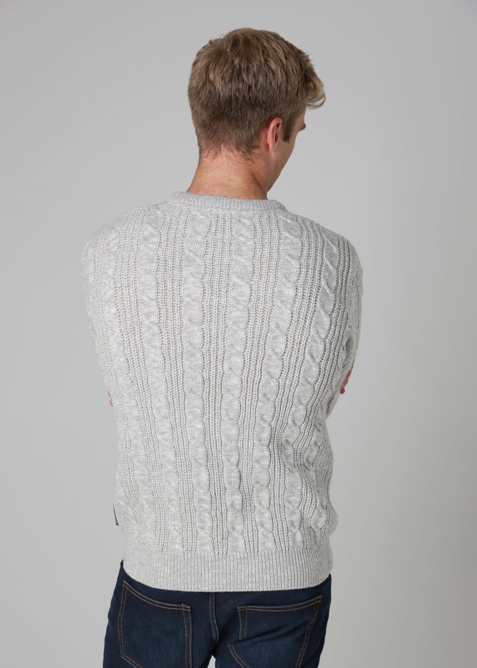 French Connection Ecru Cable Knit Crew Neck Jumper
