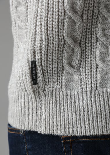 French Connection Ecru Cable Knit Crew Neck Jumper