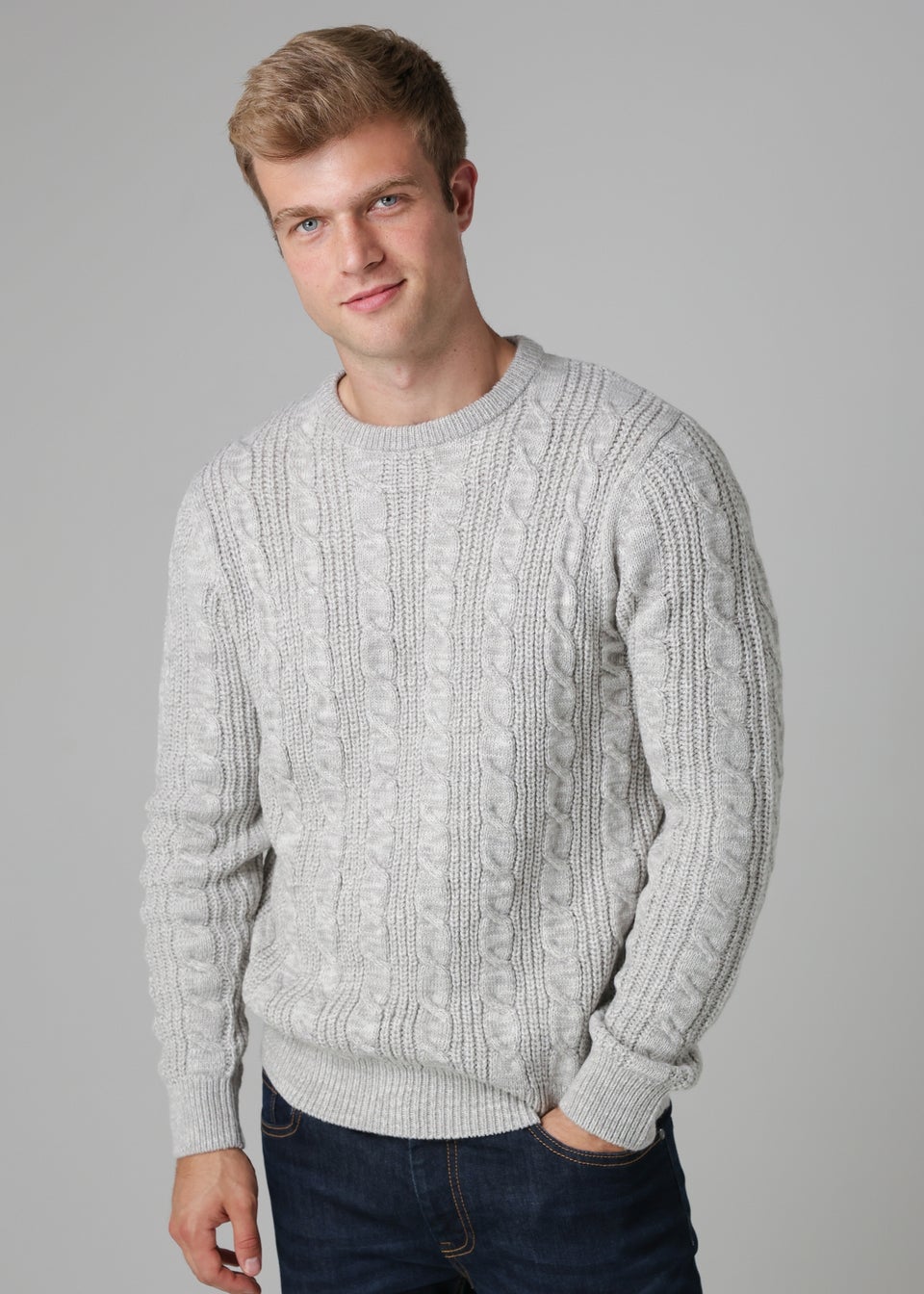 French Connection Ecru Cable Knit Crew Neck Jumper