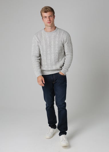 French Connection Ecru Cable Knit Crew Neck Jumper